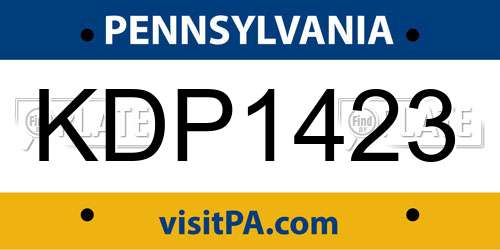 KDP1423 Pennsylvania License Plate