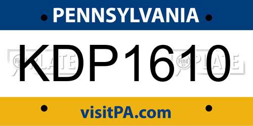 KDP1610 Pennsylvania License Plate