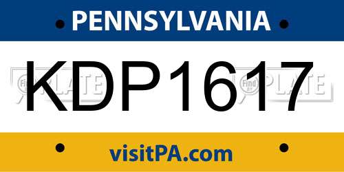 KDP1617 Pennsylvania License Plate