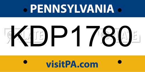 KDP1780 Pennsylvania License Plate