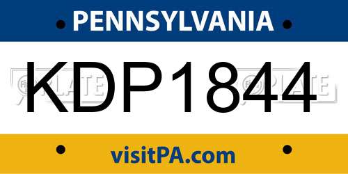 KDP1844 Pennsylvania License Plate