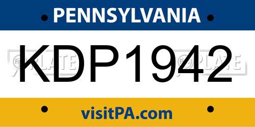KDP1942 Pennsylvania License Plate