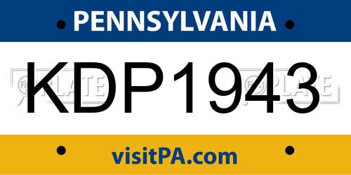 KDP1943 Pennsylvania License Plate