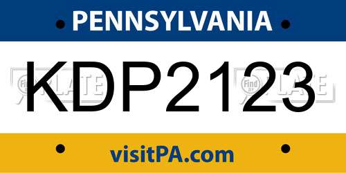 KDP2123 Pennsylvania License Plate