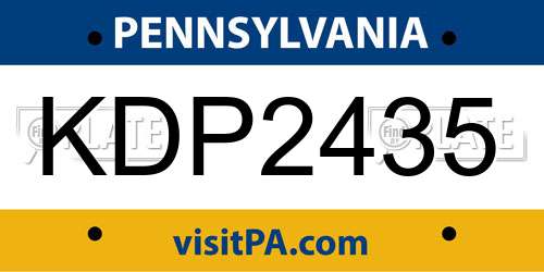 KDP2435 Pennsylvania License Plate