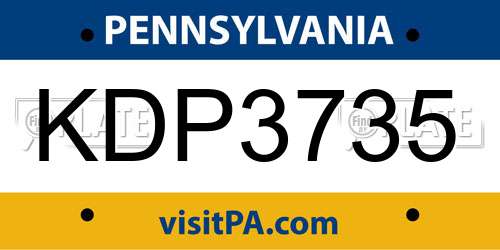 KDP3735 Pennsylvania License Plate