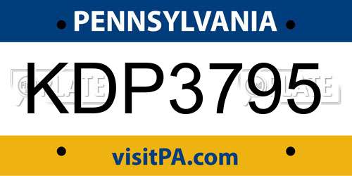 KDP3795 Pennsylvania License Plate