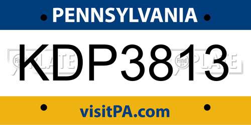 KDP3813 Pennsylvania License Plate