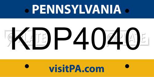KDP4040 Pennsylvania License Plate