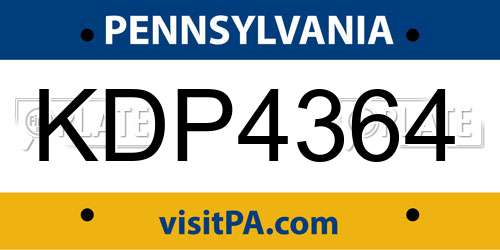 KDP4364 Pennsylvania License Plate
