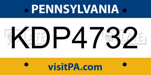 KDP4732 Pennsylvania License Plate