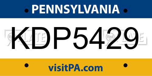 KDP5429 Pennsylvania License Plate