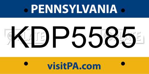 KDP5585 Pennsylvania License Plate