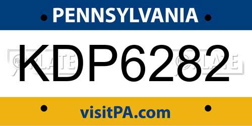 KDP6282 Pennsylvania License Plate