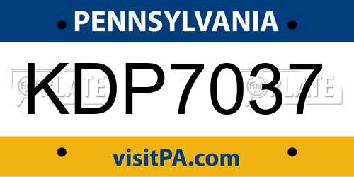 KDP7037 Pennsylvania License Plate