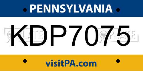 KDP7075 Pennsylvania License Plate