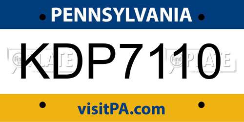 KDP7110 Pennsylvania License Plate