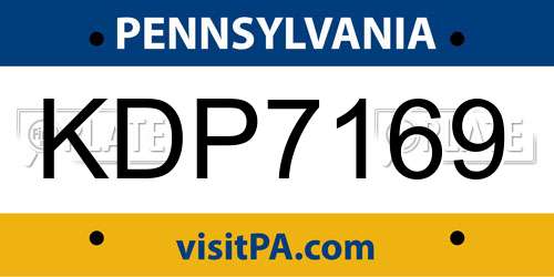 KDP7169 Pennsylvania License Plate