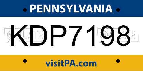 KDP7198 Pennsylvania License Plate