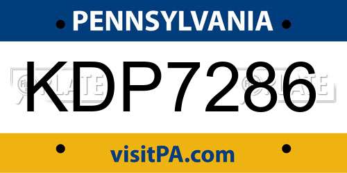 KDP7286 Pennsylvania License Plate