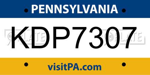 KDP7307 Pennsylvania License Plate