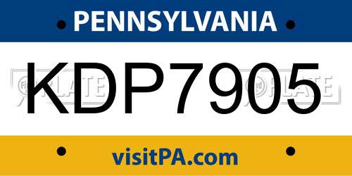 KDP7905 Pennsylvania License Plate
