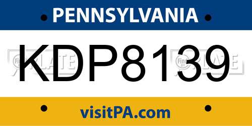 KDP8139 Pennsylvania License Plate
