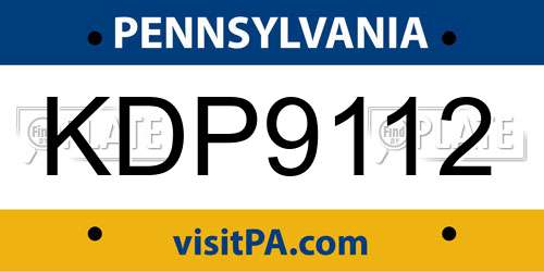 KDP9112 Pennsylvania License Plate