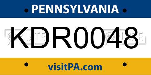 KDR0048 Pennsylvania License Plate