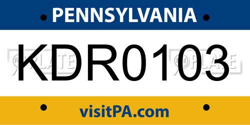 KDR0103 Pennsylvania License Plate