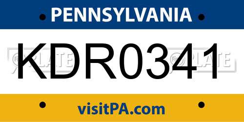 KDR0341 Pennsylvania License Plate