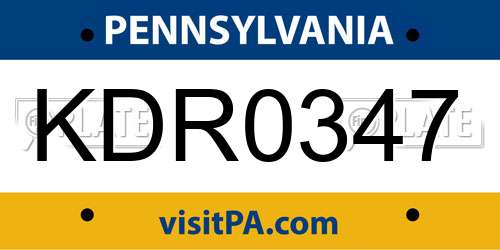 KDR0347 Pennsylvania License Plate
