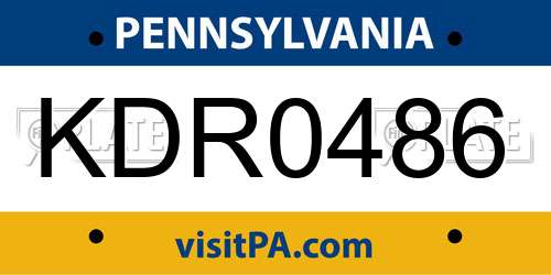 KDR0486 Pennsylvania License Plate