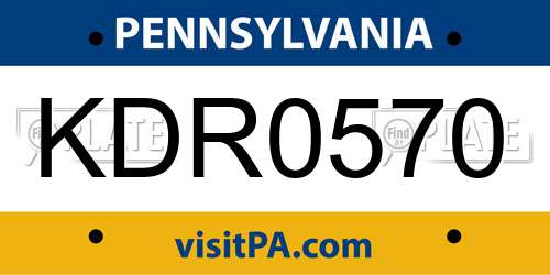 KDR0570 Pennsylvania License Plate