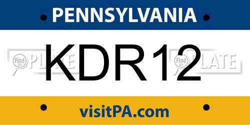 KDR12 Pennsylvania License Plate