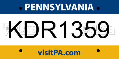 KDR1359 Pennsylvania License Plate