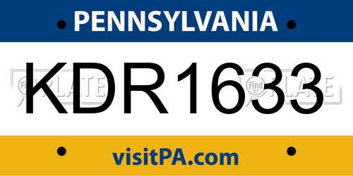 KDR1633 Pennsylvania License Plate