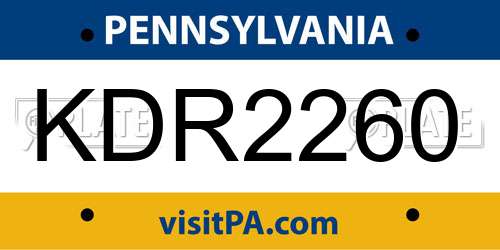 KDR2260 Pennsylvania License Plate