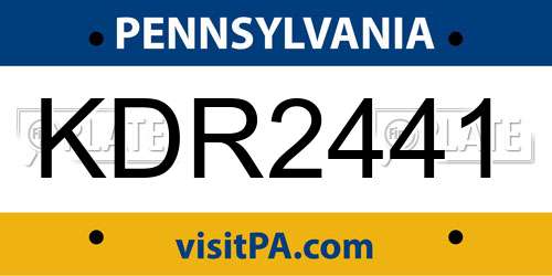 KDR2441 Pennsylvania License Plate