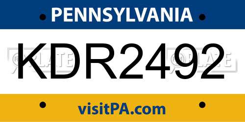 KDR2492 Pennsylvania License Plate