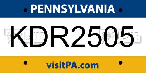 KDR2505 Pennsylvania License Plate