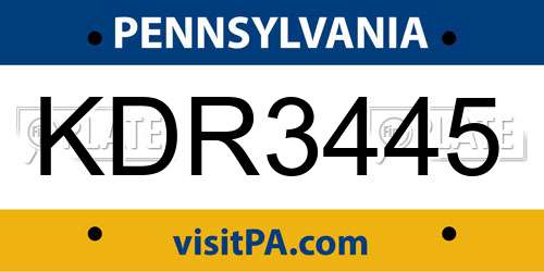 KDR3445 Pennsylvania License Plate