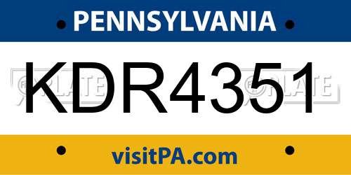 KDR4351 Pennsylvania License Plate