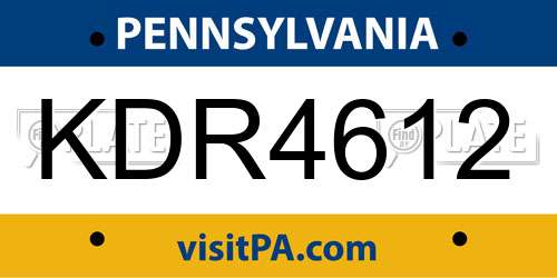 KDR4612 Pennsylvania License Plate