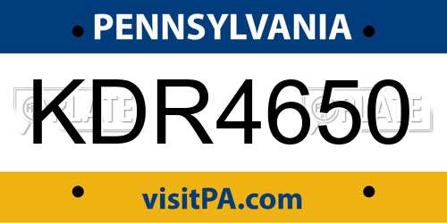 KDR4650 Pennsylvania License Plate