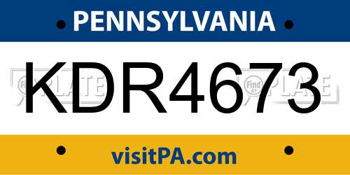 KDR4673 Pennsylvania License Plate