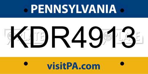 KDR4913 Pennsylvania License Plate