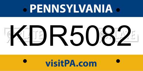 KDR5082 Pennsylvania License Plate