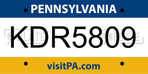 KDR5809 Pennsylvania License Plate