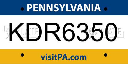 KDR6350 Pennsylvania License Plate